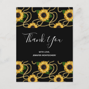 Carte Postale Tournesols Jaunes Classiques Merci Motif élégant