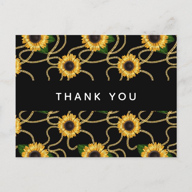 Carte Postale Tournesols Jaunes Classiques Merci Motif élégant (Devant)