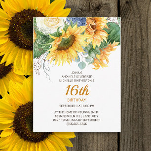 Carte Postale Tournesols personnalisés Eucalyptus 16e anniversai