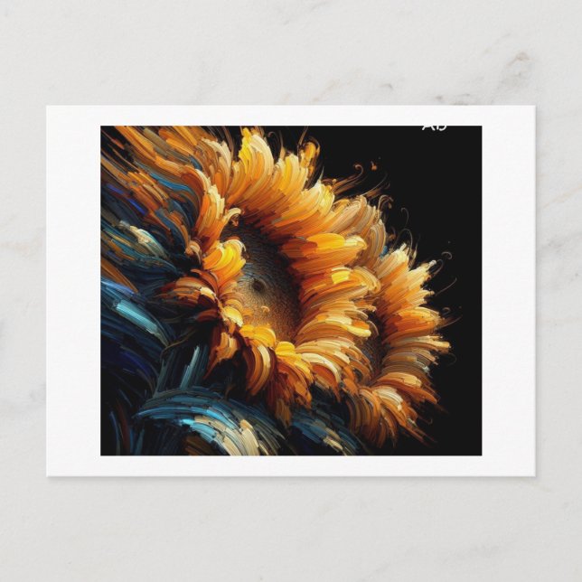 Carte Postale Tournesols sur fond noir,  (Devant)