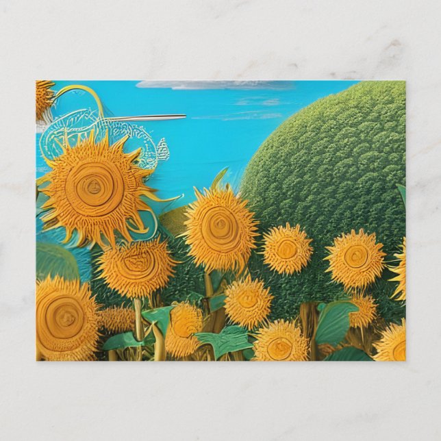 Carte Postale Tournesols surréalistes de laine  (Devant)