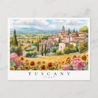 Carte Postale Tournesols Toscane Aquarelle Italie Voyage