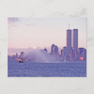 Carte Postale Tours Jumelles Avec Ecran Couché De Soleil De Bate