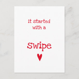 Carte Postale Tout a commencé avec un Swipe - Drôle Saint Valent