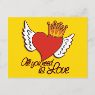 Carte Postale Tout Ce Dont Vous Avez Besoin Est L'Amour jaune