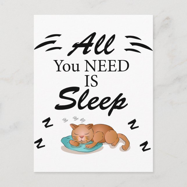 Carte Postale Tout ce dont vous avez besoin est Sleep Funny Cita (Devant)