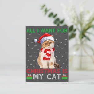 Carte Postale Tout Ce Que Je Veux Pour Noël Est Mon Chat Vilain 
