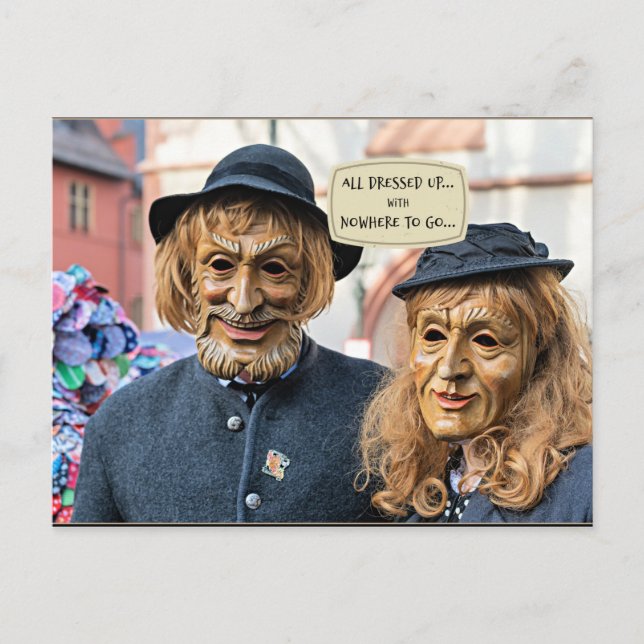 Carte Postale Tout habillé...avec nulle part où aller - Humour (Devant)