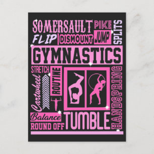 Carte Postale Tout sur Gymnastique Typographie en rose