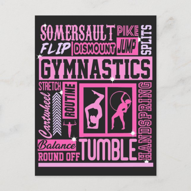 Carte Postale Tout sur Gymnastique Typographie en rose (Devant)