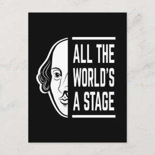 Carte Postale Toute la scène mondiale Thespian Shakespeare Citat