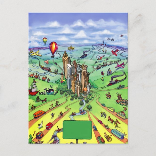 Carte Postale Toutes les routes mènent à Atlanta Georgia (Devant)