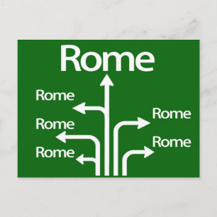 Carte Postale Toutes les routes mènent à Rome