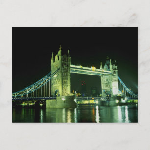 Carte Postale Tower Bridge illuminé le soir, Londres, E