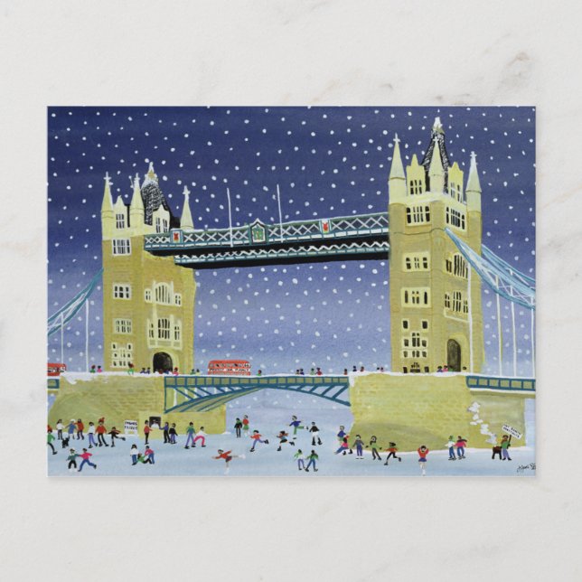 Carte Postale Tower Bridge : Patinage sur glace fine (Devant)