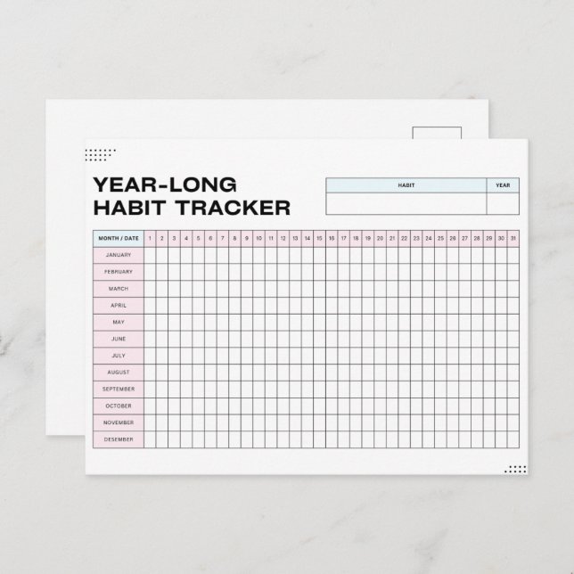 Carte Postale Tracker Habit d'une année (Devant / Derrière)