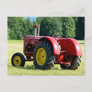 Carte Postale Tracteur agricole rouge antique