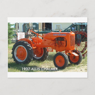 CARTE POSTALE TRACTEUR ALLIS CHALMER 1937