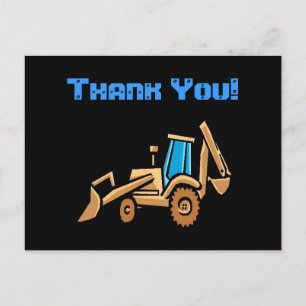 Carte Postale tracteur de construction, Merci d'anniversaire !