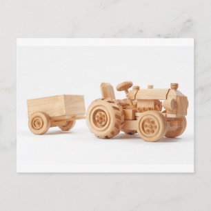 Carte Postale tracteur en bois
