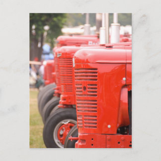 Carte Postale tracteurs rouges antiques