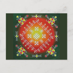 Carte Postale Traditional Latvian folk art with symbols painting