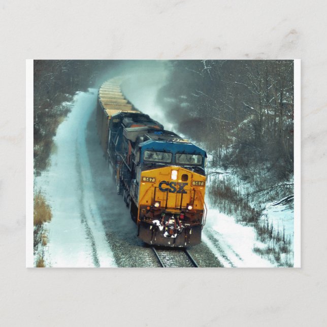 Carte Postale Train à charbon d'hiver (Devant)