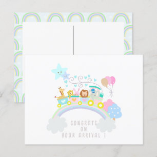 Carte Postale Train Animaux blancs