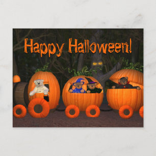 Carte Postale Train Citrouille Dinky Bears