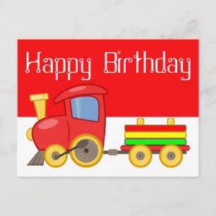 Carte Postale train de dessin animé rouge