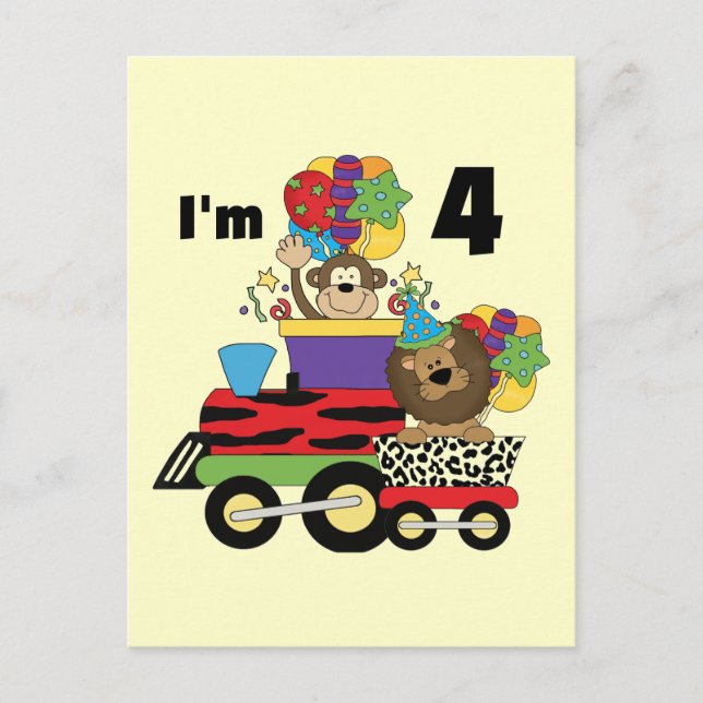 Carte Postale Train de la Jungle 4ème Anniversaire Tshirts et ca (Devant)