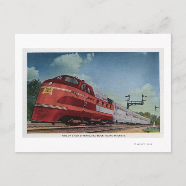 Carte Postale Train de RocketStreamlined d'île de roche (Devant)