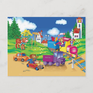 Carte Postale train et voiture