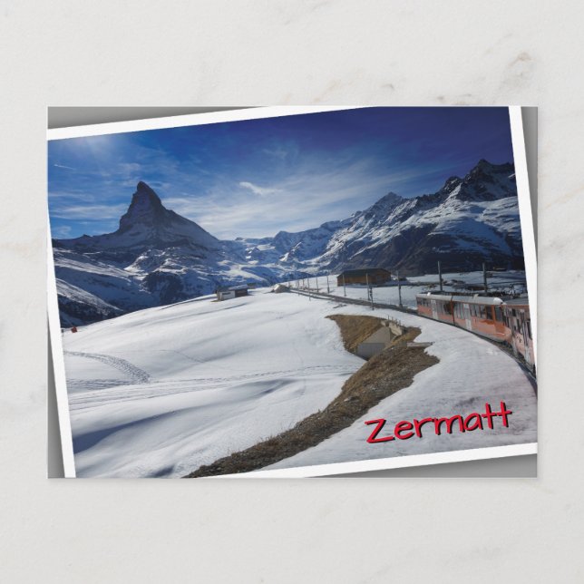 Carte Postale Train ferroviaire Gornergrat et Matterhorn à Zerma (Devant)