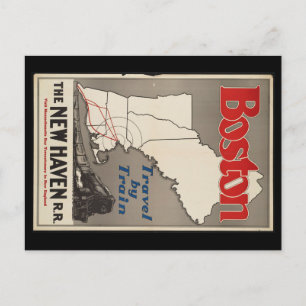 Carte Postale Train ferroviaire Vintage voyage Boston New Haven