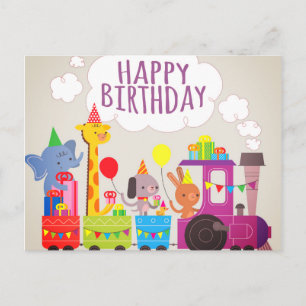 Carte Postale Train Joyeux Anniversaire