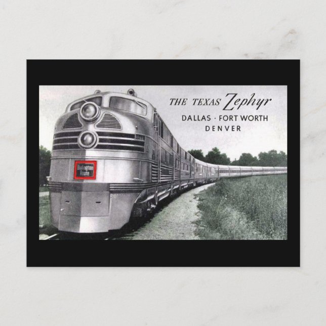 Carte Postale Train Texas Zephyr Vintage (Devant)