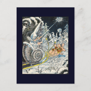 Carte Postale Traîneau à coquille d'escargot tiré par des souris