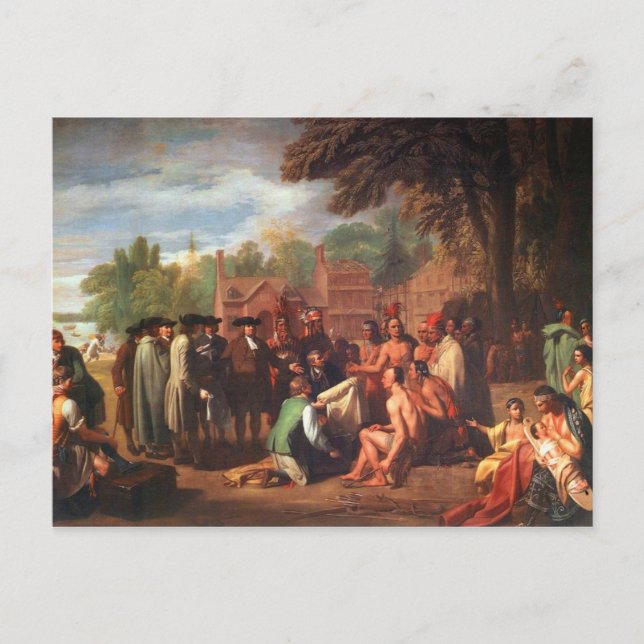 Carte Postale Traité de Penn avec les Indiens (Devant)
