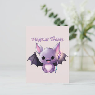 Carte Postale Traitements magiques - Jolie chauve-souris violett