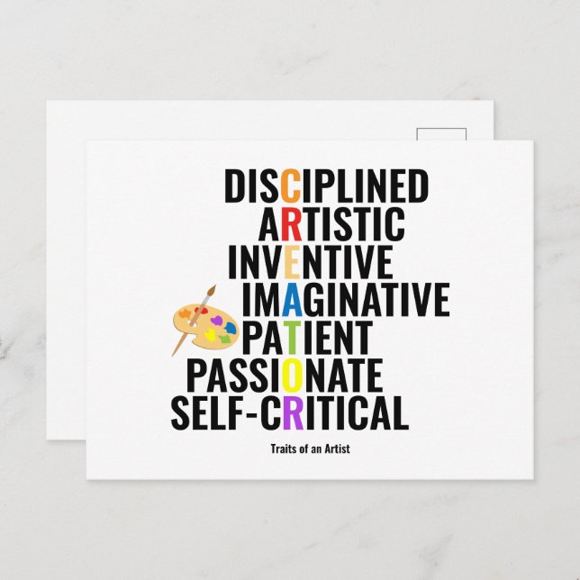 Carte Postale Traits d'un artiste (Devant / Derrière)