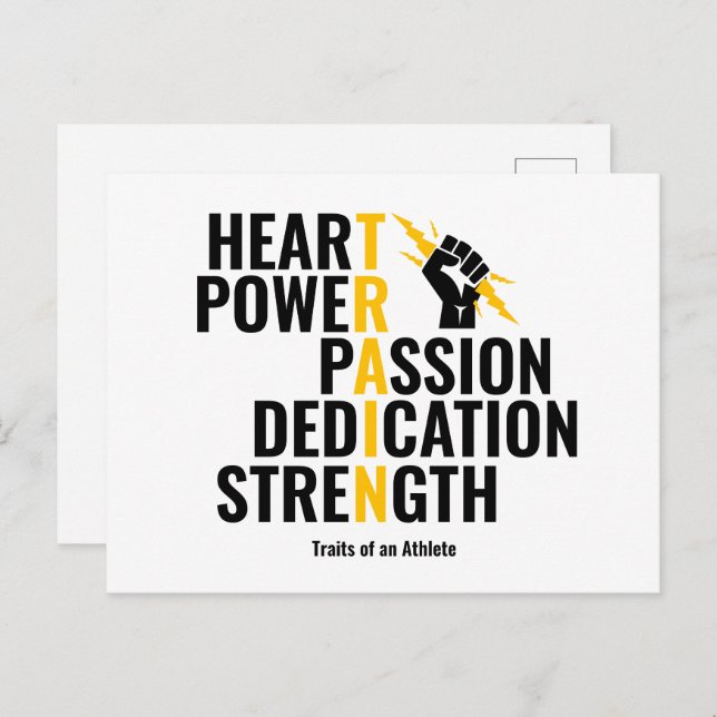 Carte Postale Traits d'un athlète (Devant / Derrière)