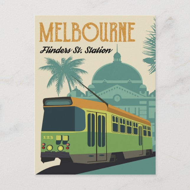 Carte Postale Tramway de Melbourne, Flinders Street (Devant)