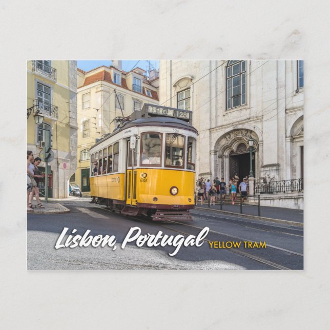 Carte Postale tramway jaune à lisbonne, portugal (Devant)