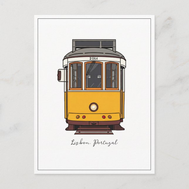 Carte Postale Tramway jaune de Lisbonne Portugal  Vue avant (Devant)