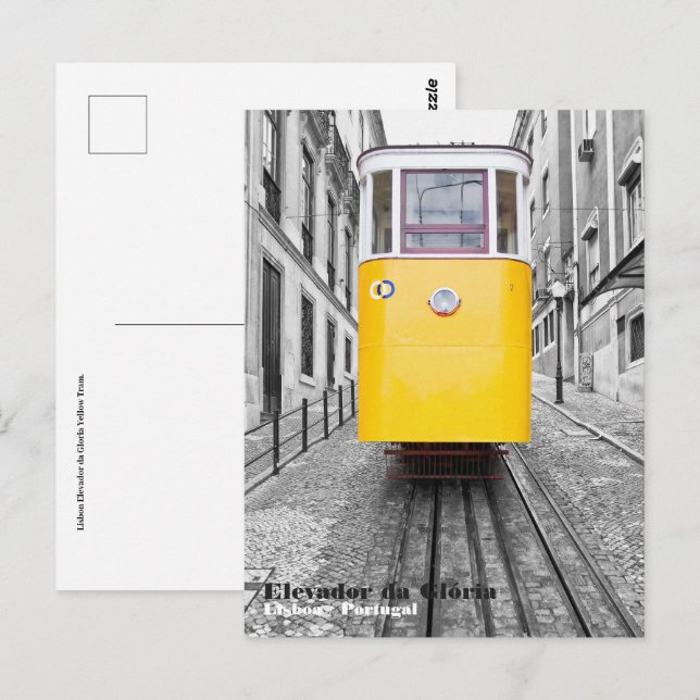 Carte Postale Tramway Lisbonne Elevador da Gloria Yellow. Photo  (Devant / Derrière)