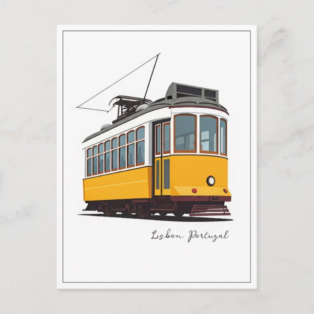 Carte Postale Tramway Lisbonne Portugal Jaune (Devant)
