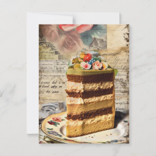 Carte Postale tranche de gâteau mariage