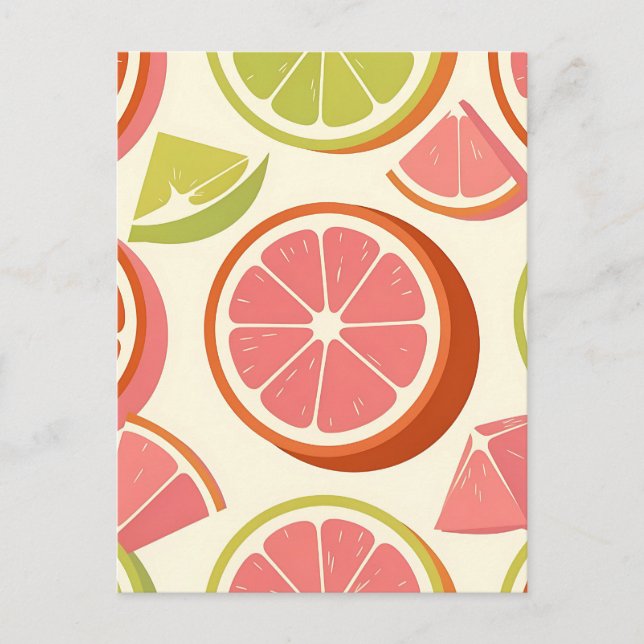 Carte Postale Tranches de pamplemousse orange citron vert vibran (Devant)