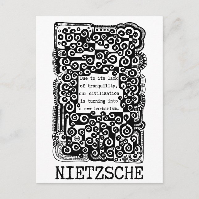 Carte Postale TRANQUILITÉ et barbarie citation de Nietzsche (Devant)